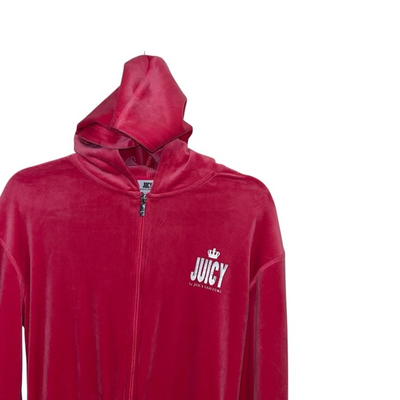 Juicy couture fuchsia hot pink velour retro jumpsuit hooded y2k small s like new - Picture 4 of 7